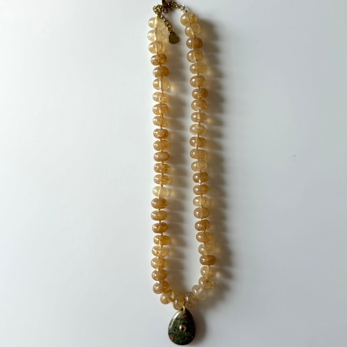 Citrine Beads with Green Opal