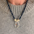 Navy Paracord - Clear Quartz Stone