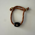 Light Brown Paracord Bracelet with Black Onyx Bead