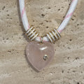 Pink and White Paracord - Rose Quartz Heart