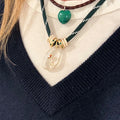 Green Paracord - Clear Quartz Stone