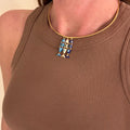 Gold Choker - 3 Charm Blue & White Combo