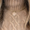 Gold Choker - Orange Cat's Eye Round Charm