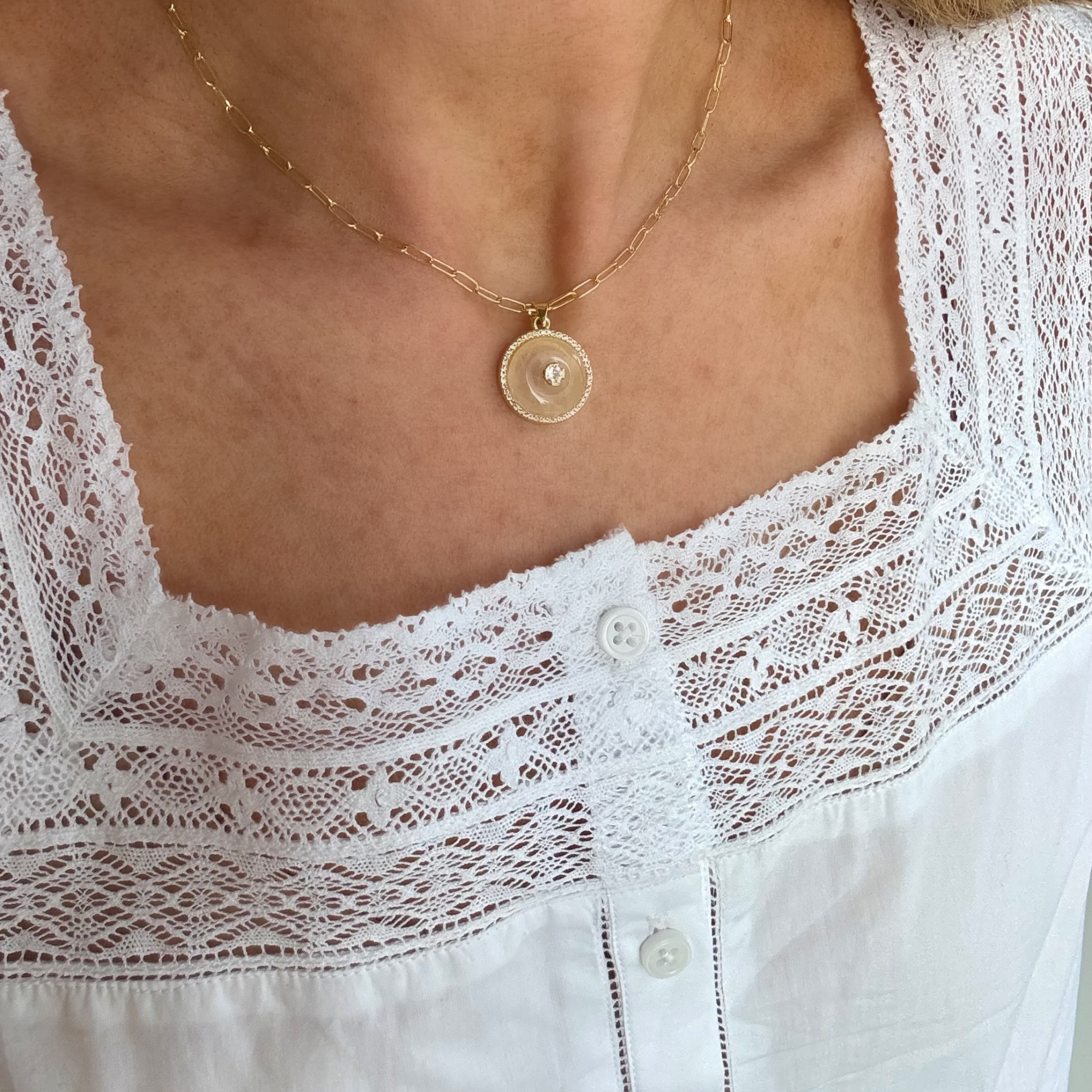 Gold Chain - Cats Eye Pendant