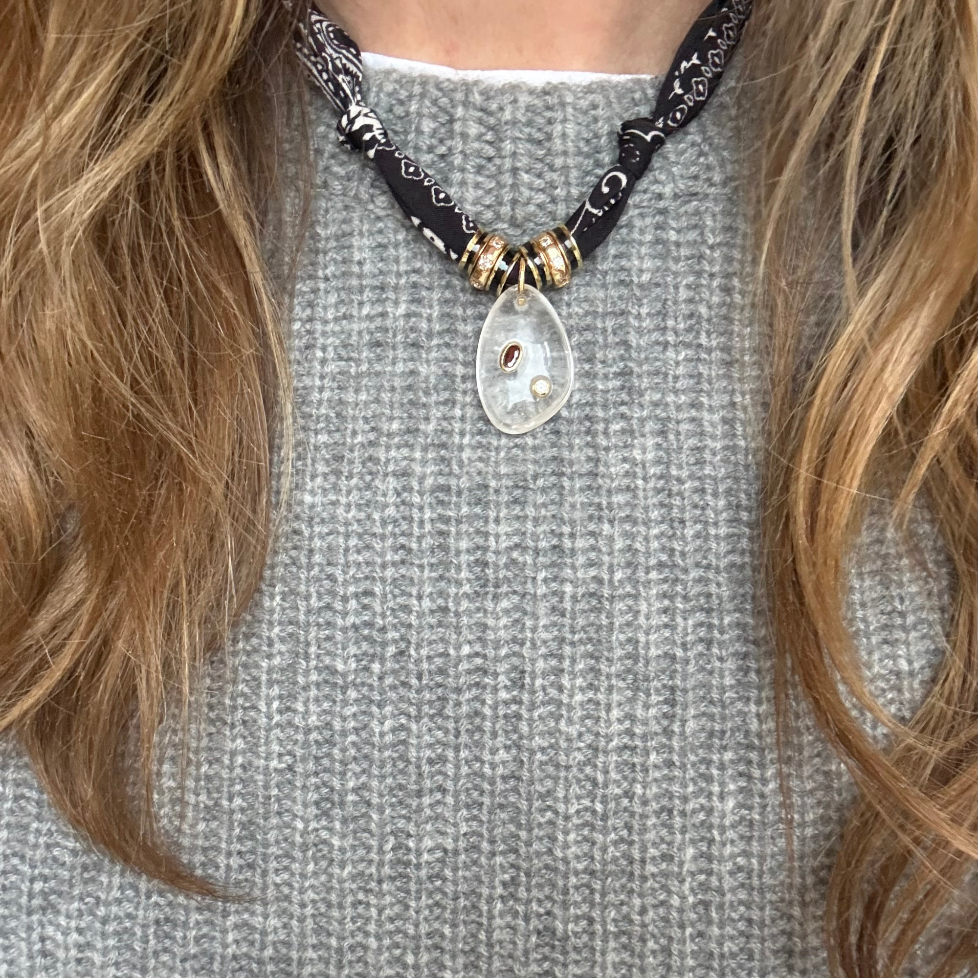 Black Bandana - Clear Quartz Stone