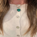 Gold Paperclip Chain - Mini Malachite Heart
