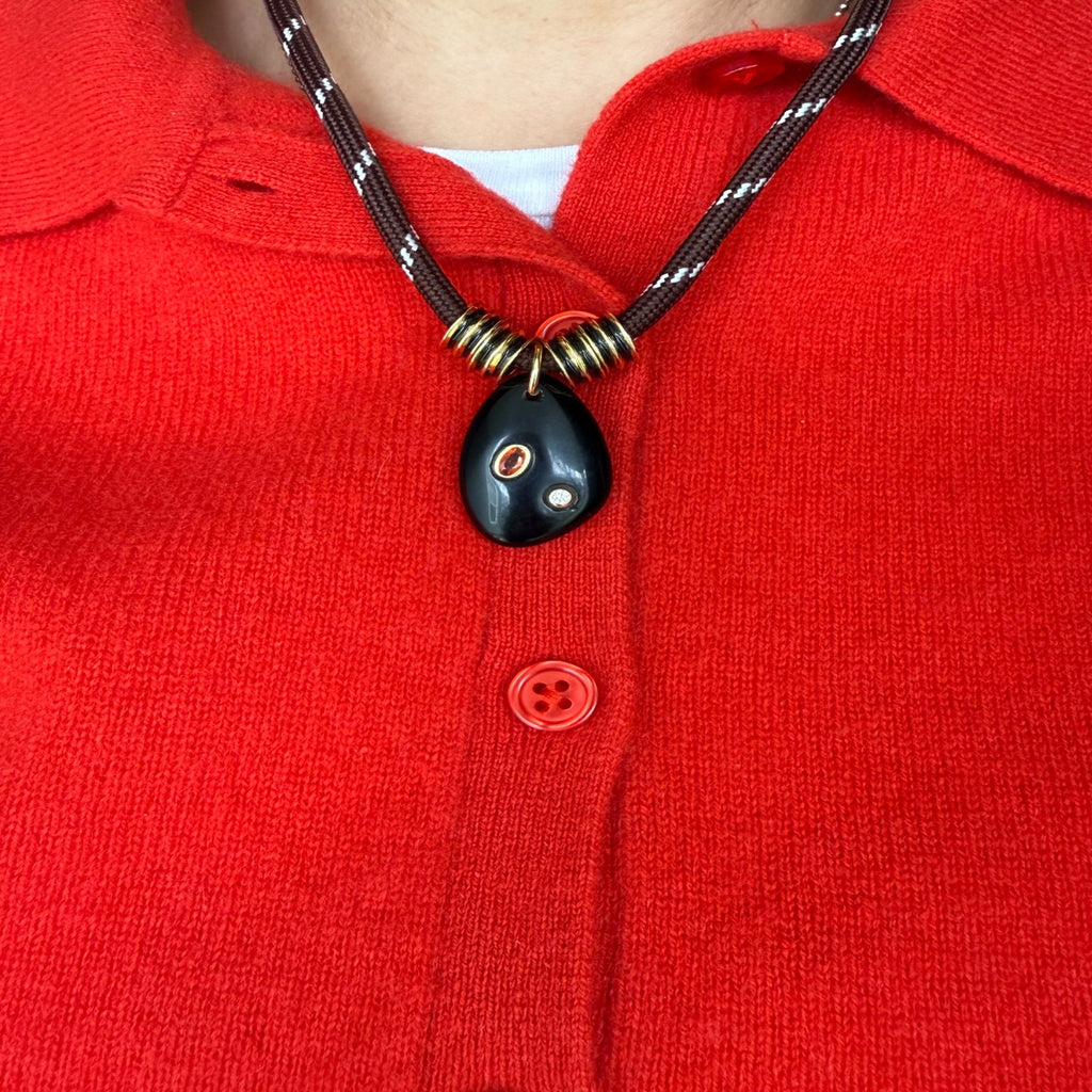 Brown Paracord - Black Onyx Stone